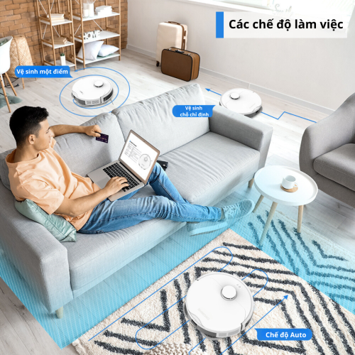 Robot hút bụi lau nhà Shimono LS68W MAX có 4 chế độ làm việc khác nhau