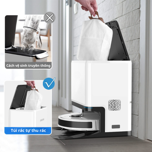 Robot hút bụi - lau nhà LS68W MAX có thể tự đổ rác sau mỗi lần làm việc