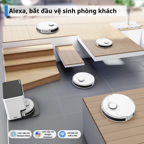 Robot hút bụi lau nhà Shimono LS68W MAX lưu được 5 bản đồ và 8 tường ảo/8 khu vực ảo