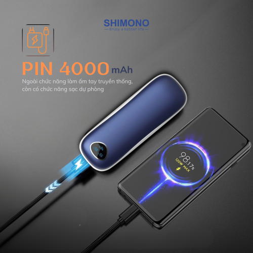 Máy sưởi cầm tay Mini Kiêm sạc dự phòng Shimono SM-WMP16 Pro