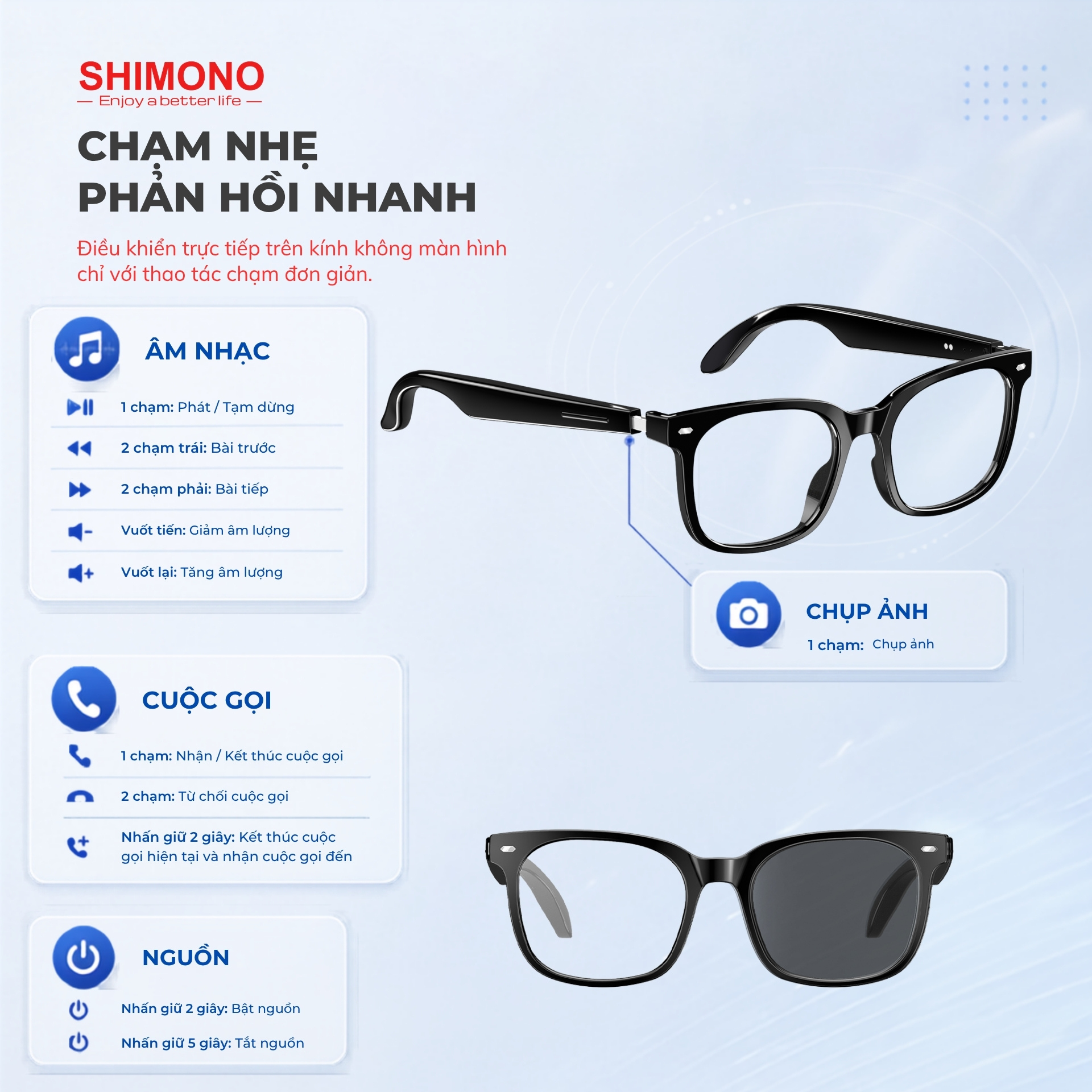 Kính Thông Minh Bluetooth SHIMONO AIMB-V6 Max Nghe Nhạc, Đàm Thoại Rảnh Tay 3 Kính Thông Minh Bluetooth SHIMONO AIMB-V6 Max Nghe Nhạc, Đàm Thoại Rảnh Tay - Ảnh 3