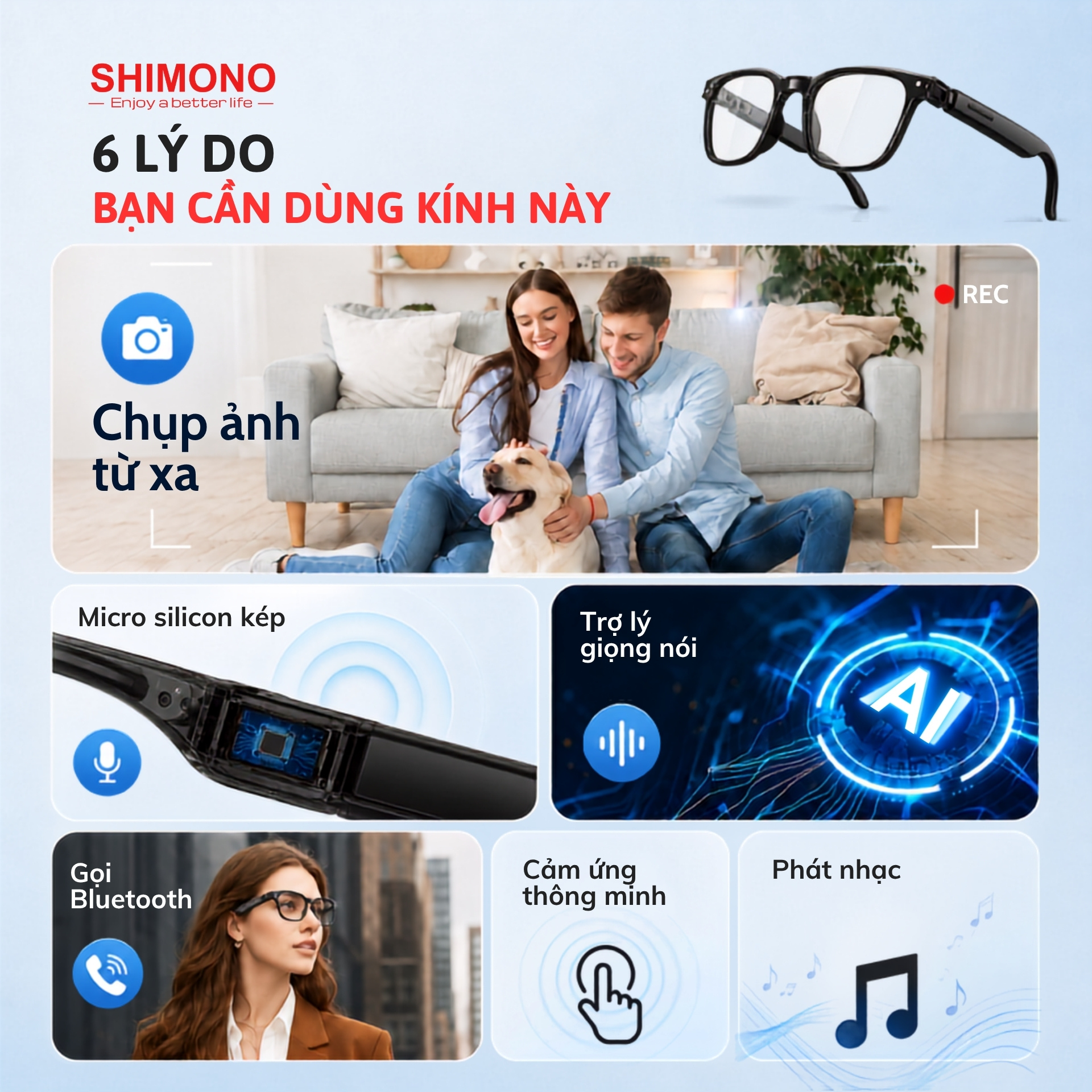 Kính Thông Minh Bluetooth SHIMONO AIMB-V6 Max Nghe Nhạc, Đàm Thoại Rảnh Tay 12 Kính Thông Minh Bluetooth SHIMONO AIMB-V6 Max Nghe Nhạc, Đàm Thoại Rảnh Tay - Ảnh 12