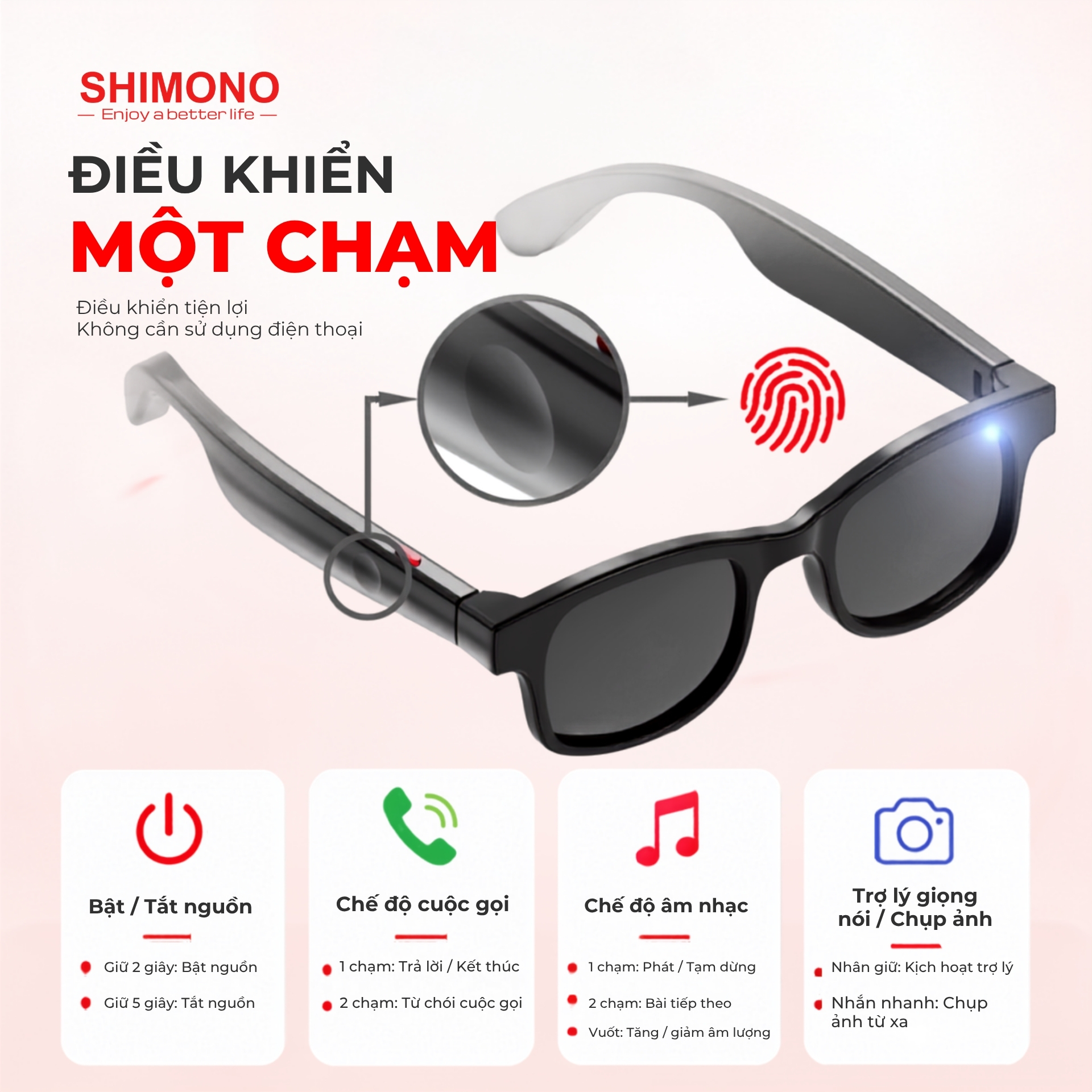 Kính Thông Minh Bluetooth SHIMONO AIMB-V3 Nghe Nhạc, Đàm Thoại Rảnh Tay 5 Kính Thông Minh Bluetooth SHIMONO AIMB-V3 Nghe Nhạc, Đàm Thoại Rảnh Tay - Ảnh 5