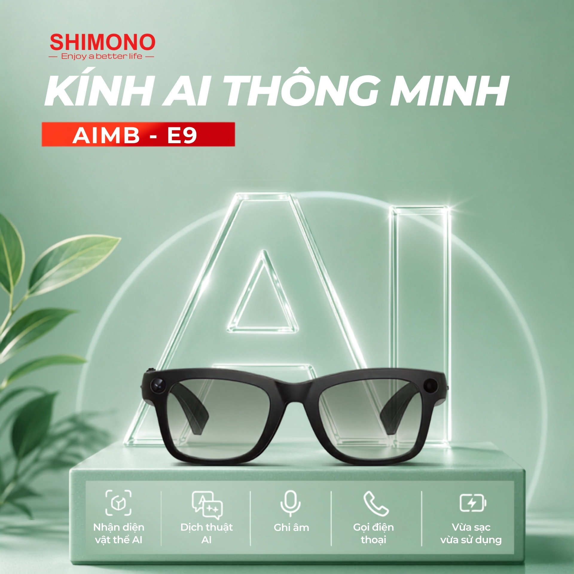 Kính Thông Minh Camera, Bluetooth SHIMONO E9, Quay Phim, Chụp Ảnh, Dịch Thuật Thông Minh 1 Kính Thông Minh Camera, Bluetooth SHIMONO E9, Quay Phim, Chụp Ảnh, Dịch Thuật Thông Minh