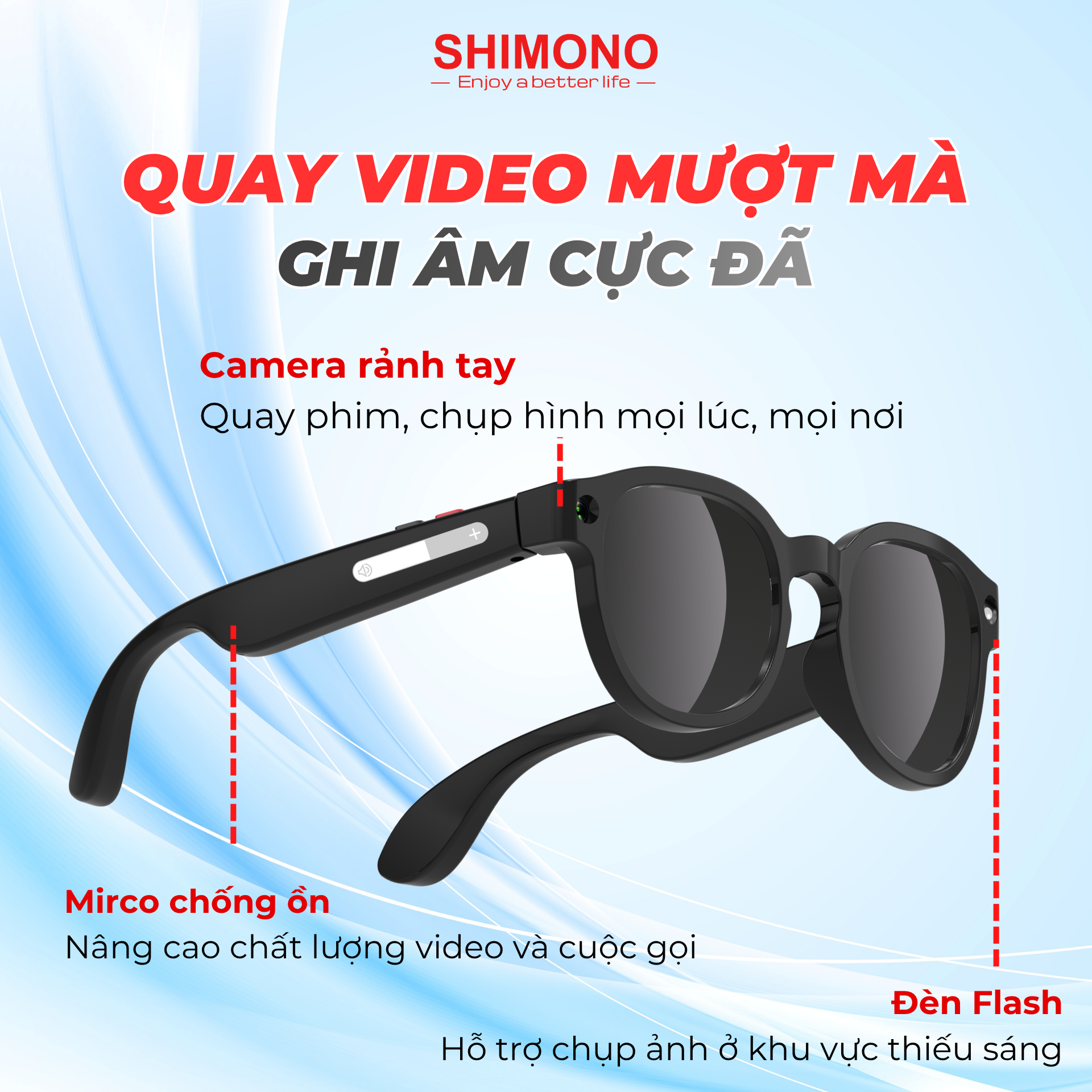 Kính Thông Minh Bluetooth SHIMONO AIMB-S1 Quay Phim, Dịch Thuật Thông Minh 9 Kính Thông Minh Bluetooth SHIMONO AIMB-S1 Quay Phim, Dịch Thuật Thông Minh - Ảnh 9
