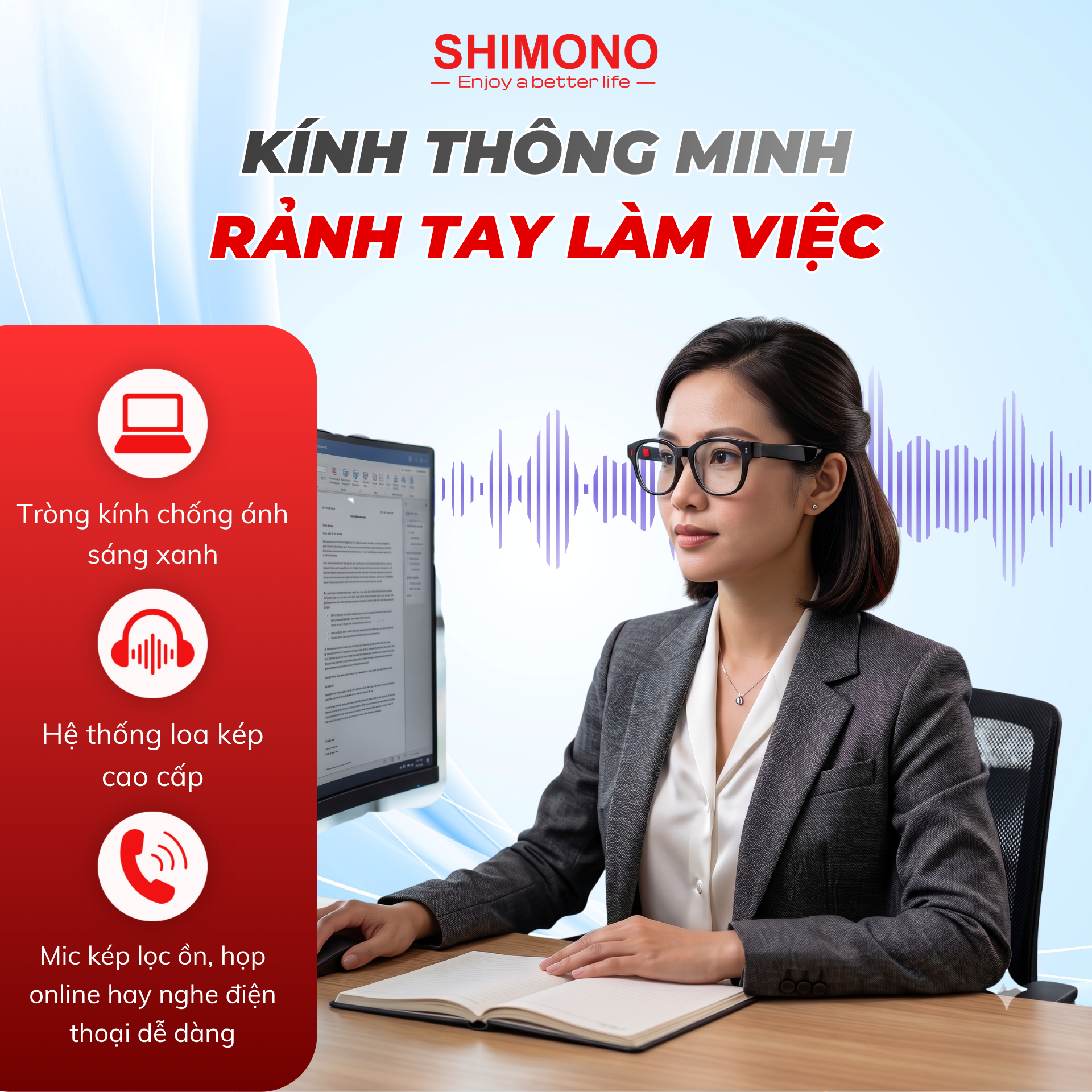 Kính Thông Minh Bluetooth SHIMONO AIMB-S1 Quay Phim, Dịch Thuật Thông Minh 7 Kính Thông Minh Bluetooth SHIMONO AIMB-S1 Quay Phim, Dịch Thuật Thông Minh - Ảnh 7